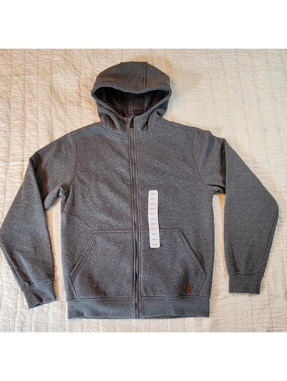 NWT Coleman  Men's Grey Plaid Fleece Lined Full Zip Hooded Jacket Suze Small